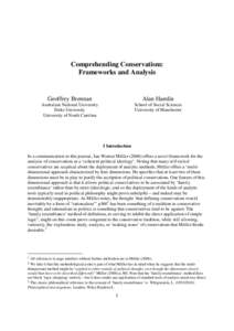 Comprehending Conservatism: Frameworks and Analysis Geoffrey Brennan  Alan Hamlin