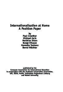 Internationalisation at Home A Position Paper by Paul Crowther Michael Joris Matthias Otten