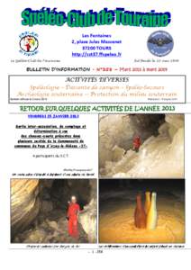 Les Fontaines 2, place Jules Massenet[removed]TOURS http://sct37.ffspeleo.fr Le Spéléo-Club de Touraine