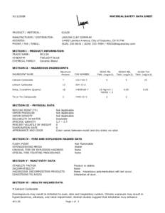 Occupational safety and health / Chemical elements / Occupational diseases / Silicosis / Silicon dioxide / Lithium / Lead / Material safety data sheet / Tempo 20 wp / Chemistry / Health / Matter