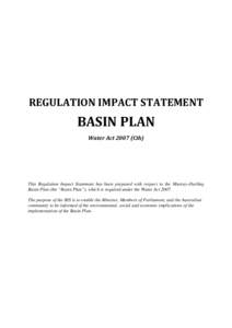 REGULATION IMPACT STATEMENT