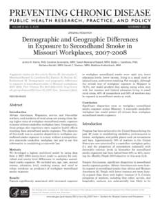 VOLUME 8: NO. 6, A135  NOVEMBER 2011 ORIGINAL RESEARCH  Demographic and Geographic Differences