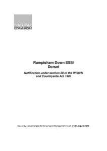 Rampisham Down SSSI Dorset Notification under section 28 of the Wildlife