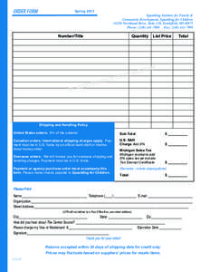 Order Form  Spring 2013 Spaulding Institute for Family & Community Development, Spaulding for Children[removed]Northland Drive, Suite 120, Southfield, MI 48075