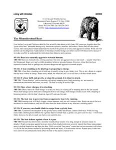 Living with Grizzlies[removed]U.S. Fish and Wildlife Service Mountain-Prairie Region, P.O. Box[removed]Lakewood, Colorado 80228