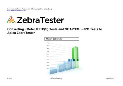 Ingenieurbüro David Fischer AG | A Company of the Apica Group http://www.apicasystem.com Converting JMeter HTTP(S) Tests and SOAP/XML-RPC Tests to Apica ZebraTester JMeter  ZebraTester