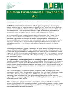 Alabama Department of Environmental Management / Covenant / United States Environmental Protection Agency / Law / Government / Environment / Uniform Environmental Covenants Act / Property law / Superfund