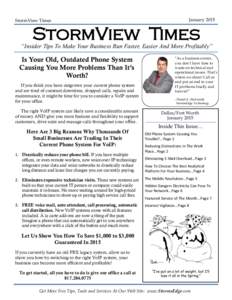 StormView Times  January 2015 StormView Times “Insider Tips To Make Your Business Run Faster, Easier And More Profitably”