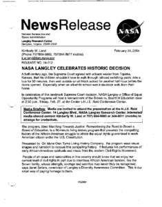 NewsRelease National Aeronautics and Space Administration Langley Research Center Hampton, Virginia[removed]