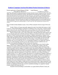 Southern Campaigns American Revolution Pension Statements & Rosters Pension application of Daniel Ellington W3966 Transcribed by Will Graves Sarah Ellington f42NC