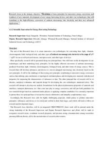Research Areas in the strategic objective, “Elucidation of basic principles for innovative energy conversion, and synthesis of new materials, development of new energy harvesting devices, and other core technologies, t