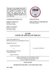 Pursuant to Ind.Appellate Rule 65(D), this Memorandum Decision shall not be regarded as precedent or cited before any court except for the purpose of establishing the defense of res judicata, collateral estoppel, or the