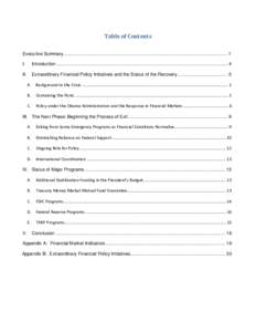 Table of Contents  Executive Summary................................................................................................................................ 1 I.  Introduction ................................