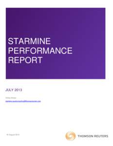 STARMINE PERFORMANCE REPORT JULY 2013 Shirley Birman