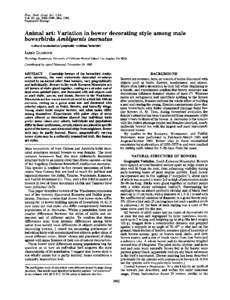 Proc. Nati. Acad. Sci. USA Vol. 83, pp, May 1986 Population Biology  Animal art: Variation in bower decorating style among male