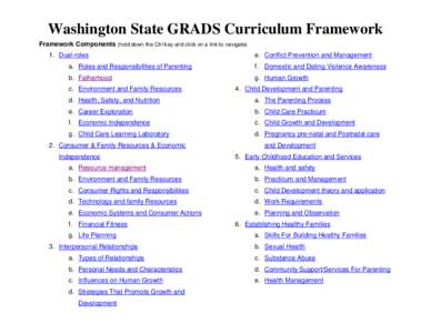 Washington State GRADS Curriculum Framework Framework Components (hold down the Ctrl key and click on a link to navigate) 1. Dual-roles e. Conflict Prevention and Management