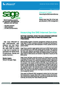 INSOURCING THE DNS INTERNET SERVICE  Page 1 | Success Story PROJECT TYPE