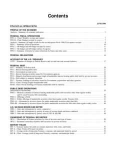 Contents JUNE 1996 FINANCIAL OPERATIONS PROFILE OF THE ECONOMY Analysis.--Summary of economic indicators . . . . . . . . . . . . . . . . . . . . . . . . . . . . . . . . . . . . . . . . . . . . . . . . . . . . . . . . . .