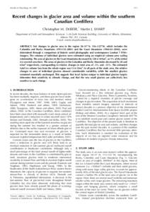 Annals of GlaciologyRecent changes in glacier area and volume within the southern Canadian Cordillera