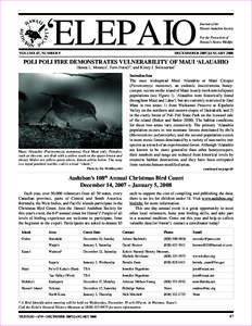 ‘ELEPAIO  VOLUME 67, NUMBER 9 Journal of the Hawaii Audubon Society