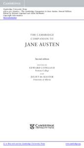 Cambridge University Press[removed]0 - The Cambridge Companion to Jane Austen, Second Edition Edited by Edward Copeland and Juliet McMaster Copyright Information More information