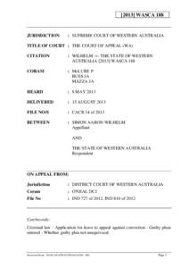 [2013] WASCA 188  JURISDICTION : SUPREME COURT OF WESTERN AUSTRALIA