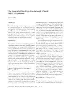 The Reburial of Waterlogged Archaeological Wood in Wet Environments Jessica Curci ABSTRACT Reburial has good potential for long-term preservation of waterlogged wood in wet environments. The scale