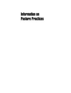 Information on Pasture Practices Contents PART 1. LIST OF EXPERTS WHO HAVE SUPPLIED INFORMATION ON LOCAL PASTURE PRACTICES