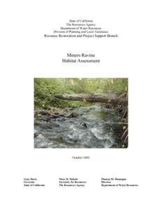 State of California The Resources Agency Department of Water Resources Division of Planning and Local Assistance  Resource Restoration and Project Support Branch