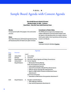 T O O L  H Sample Board Agenda with Consent Agenda Texas Health Resources Board of Trustees