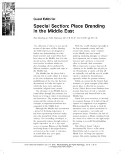 Special Section: Place Branding in the Middle East