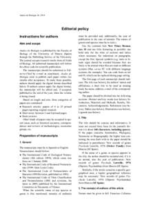 Anales de Biología 36, 2014  Editorial policy Instructions for authors Aim and scope Anales de Biología is published by the Faculty of