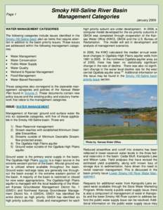 Page 1  Smoky Hill-Saline River Basin Management Categories  WATER MANAGEMENT CATEGORIES