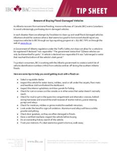 Tip Sheet: Beware of buying flood-damaged vehicles - June 2013
