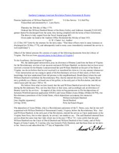 Southern Campaign American Revolution Pension Statements & Rosters Pension Application of William Dunford R37 Transcribed and annotated by C. Leon Harris. VA Sea Service VA Half Pay