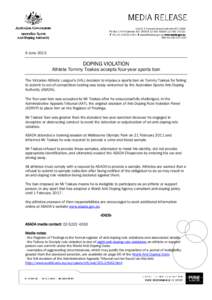 Microsoft Word - Media release - VAL - Toskas - June 2013.DOCX