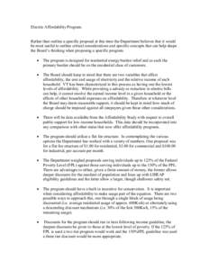 Electric Affordability Program.  Rather than outline a specific proposal at this time the Department believes that it would be most useful to outline critical considerations and specific concepts that can help shape the 