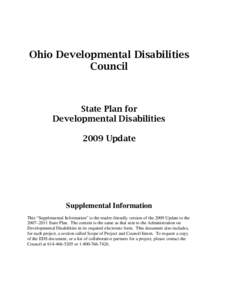 Ohio Developmental Disabilities Council State Plan for Developmental Disabilities 2009 Update