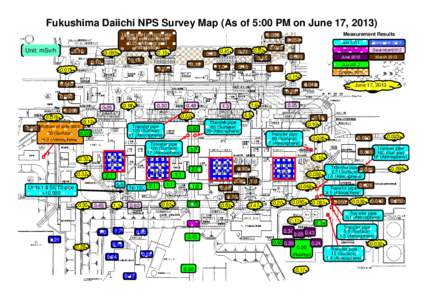 Fukushima Daiichi NPS Survey Map (As of 5:00 PM on June 17, 2013) Unit: mSv/h Upper part of concretefilled vertical shaftAfter gravel installation)