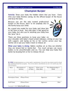 Father Child Development Activity  0-6 Months Champion Burper Activity: Show your baby the hidden talent that you have. Every