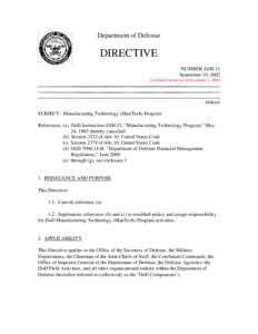 DoD Directive, September 19, 2002; Certified Current as of December 1, 2003