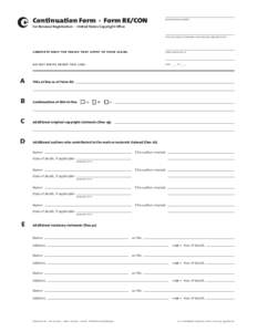 Continuation Form  ·  Form RE⁄CON  5 registration number