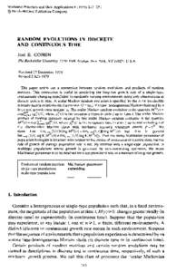 Stochastic Processes and their Applications @ North-Holland Publishing Company RANDOM EVOLUTIONS IN DISCRETE AND CONTINUOUS TIME Joel E. COHEN