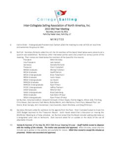 Principles / Minutes / Regatta / Committee / Second / ICSA / Team racing / Pacific Coast Collegiate Sailing Conference / Government / Parliamentary procedure / Intercollegiate Sailing Association / Meetings