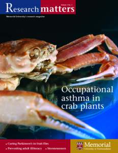 Research matters Volume 1 No. 1 Memorial University’s research magazine  Occupational