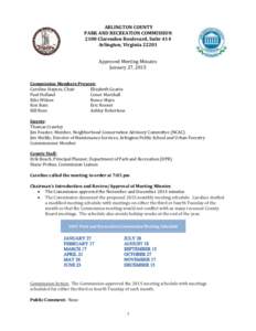 ARLINGTON COUNTY PARK AND RECREATION COMMISSION 2100 Clarendon Boulevard, Suite 414 Arlington, VirginiaApproved Meeting Minutes January 27, 2015