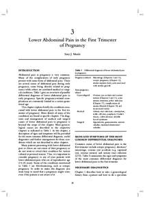 3 Lower Abdominal Pain in the First Trimester of Pregnancy Sisty J. Moshi  Table 1 Differential diagnosis of lower abdominal pain