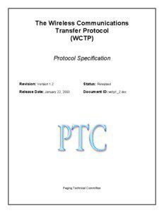 The Wireless Communications Transfer Protocol (WCTP)