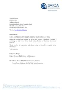 12 August 2014 Stephenie Fox Technical Director International Public Sector Standards Board 545 Fifth Avenue, 14th Floor New York, New York[removed]USA