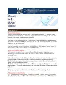 Canada U.S. Border Update December 2012 Surface Trade Declines